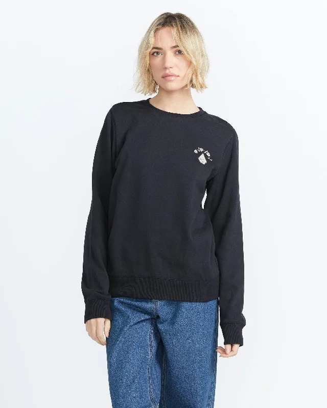 Truly Deal Crew Sweatshirt - Black Hoodie with Hem Contrast Bold Stylish