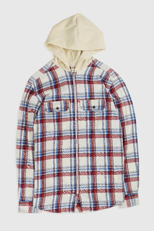 Unisex Rework Hooded Flannel - M Hoodie Sweatshirt Pullover