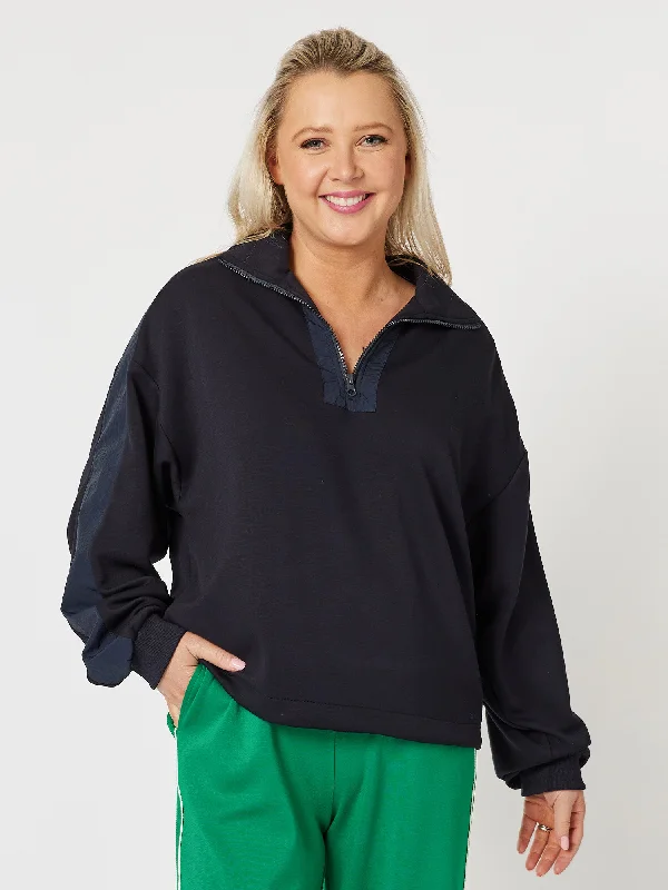 Urban Zip Sweatshirt - Navy Oversized Hoodie Comfort Casual