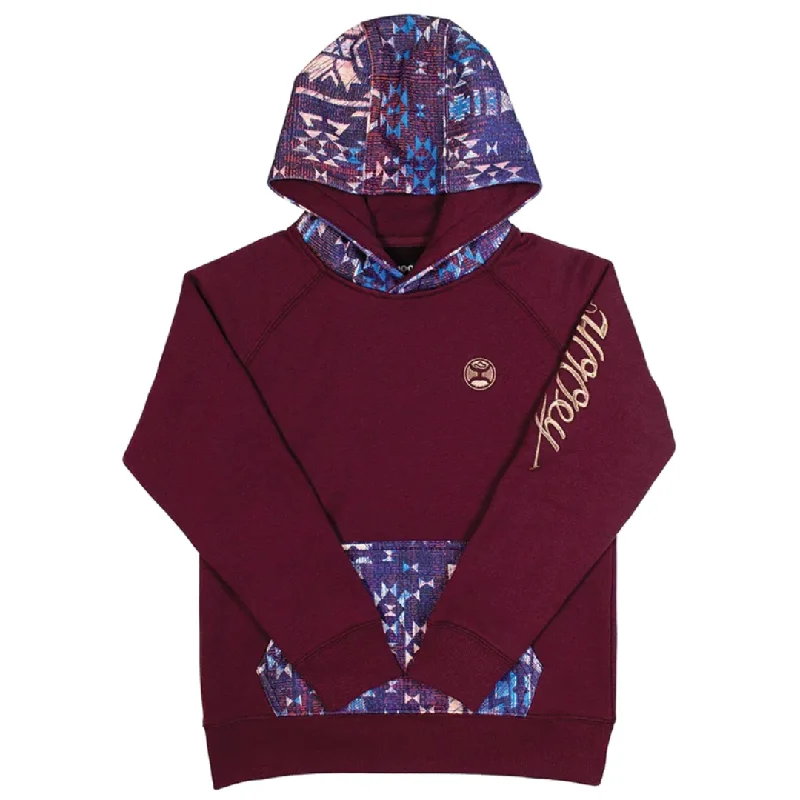 "Veracruz" Hooey Women's Maroon Hoodie With Aztec Hood HH1198MA Hoodie with Mesh Breathable Sporty