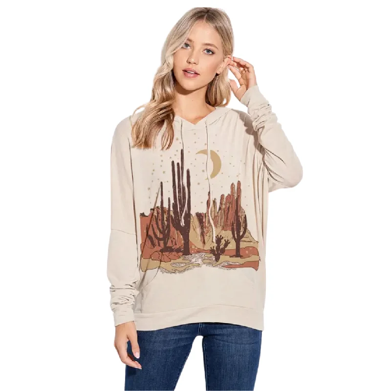 Women's Desert Star Night Hoodie By Phil Love T874G12236-2 Graphic Hoodie Design Print