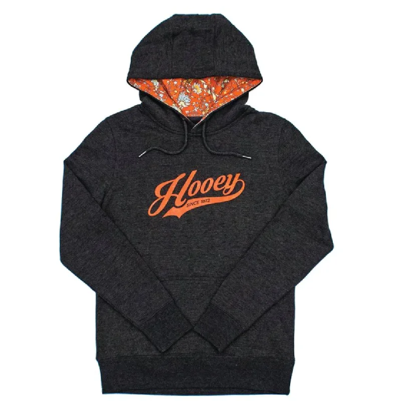 Women's "Praire" Hooey Charcoal  With Orange Logo Hoodie HH1196CH Hoodie with Sequins Glamorous Eye-catching