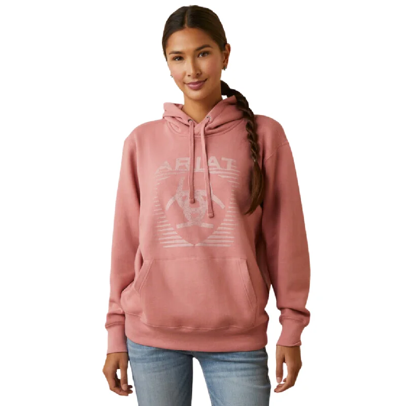 Women's REAL Fading Lines Hoodie DUSTY ROSE 10046450 Hoodie with Pocket Utility Practical