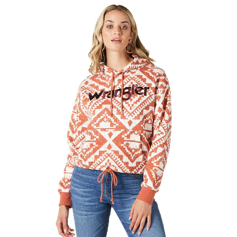 Women's Wrangler Retro® Western Vintage Hoodie - Burnt Orange - 112335652 Hoodie Dress Longline Feminine