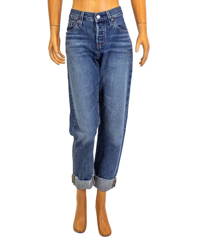 501 Tapered Cuffed Jeans Comfortable Drawstring Waist Jeans