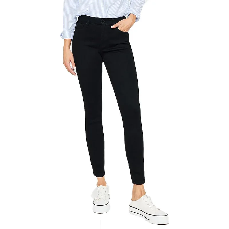 Womens High Rise Coated Skinny Jeans Chic Rip-Detail High-Waist Jeans