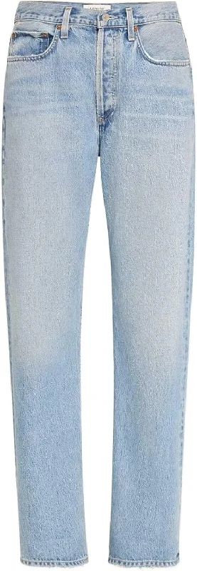 Agolde Women's Kelly High-Rise Relaxed Straight Jeans, Harmonic, 24 Elegant Raw Hem Jeans