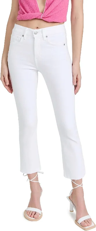 Carly Kick Flare Raw Hem Jeans In White Comfortable Distressed Straight-Leg Jeans