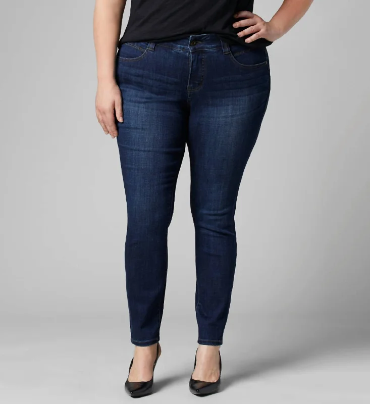 Cecilia Mid Rise Skinny Jean - Plus In Indigo Comfortable Faded High-Rise Jeans