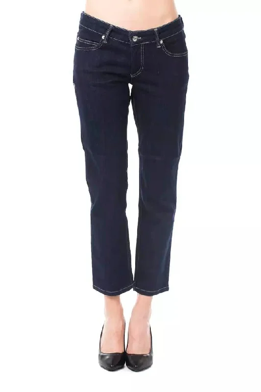 Blue Cotton Women Capri Jeans Fashionable Bootcut Jeans