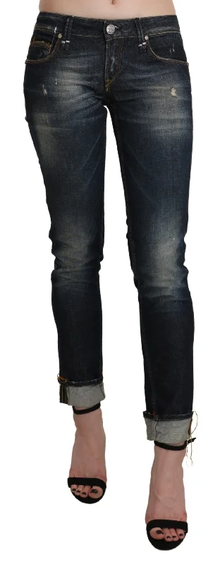 Acht Chic Dark Blue Skinny Cropped Jeans Classic Black Denim Jeans