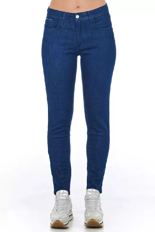 Blue Cotton Women Skinny Jean Chic Dark-Wash Skinny Jeans