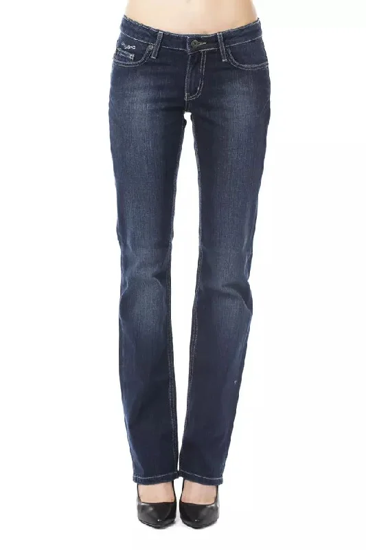 Blue Cotton Women Jeans Stylish Tapered Fit Jeans