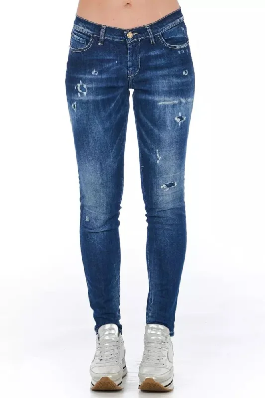 Blue Cotton Women Jean Comfortable Full-Length Denim Jeans