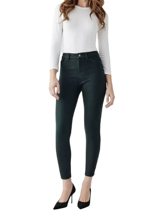 DL1961 Women's Deep Green Farrow Ankle High Rise Instasculpt Skinny Jeans NWT Trendy Flared Leg Jeans