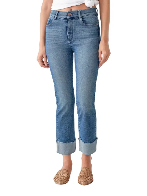 DL1961 Women's Monclair Mara Ankle High Rise Instasculpt Straight Jeans Size 27 Comfortable Faded High-Rise Jeans