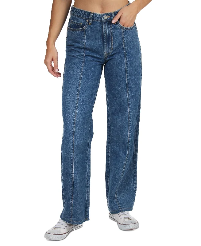 Juniors' Cotton Front-Seam Jeans Stylish High-Waisted Denim