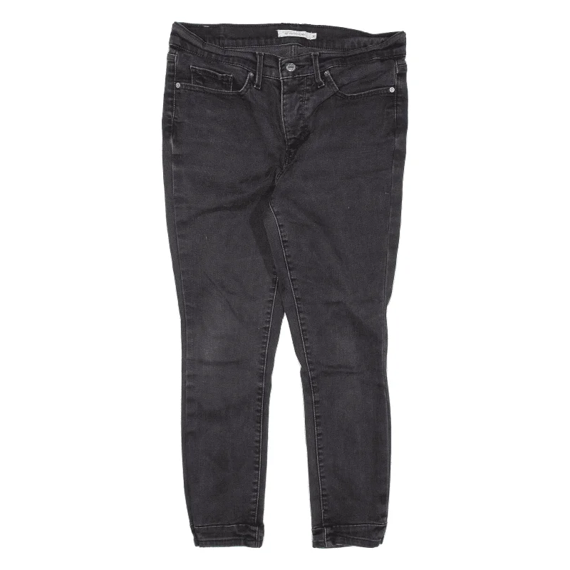 LEVI'S 311 Big E Jeans Black Denim Slim Skinny Womens W30 L23 Stylish Acid-Wash Jeans