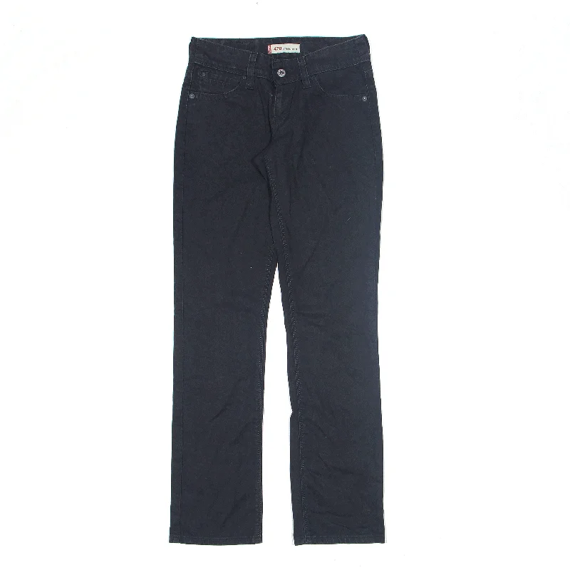 LEVI'S 470 Jeans Black Denim Regular Straight Womens W28 L30 Elegant Dark-Wash Bootcut Jeans