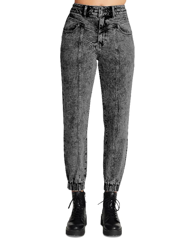 Madden Girl Juniors Acid Wash 80s Jogger Jeans Elegant Tapered Leg Denim