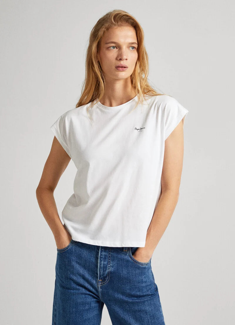 Pepe Jeans Lory T-Shirt, Sea White Comfortable Zip-Up Skinny Jeans