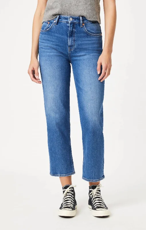 Savannah Mid Brushed Straight Leg Jean In Blue Casual Straight-Leg Jeans