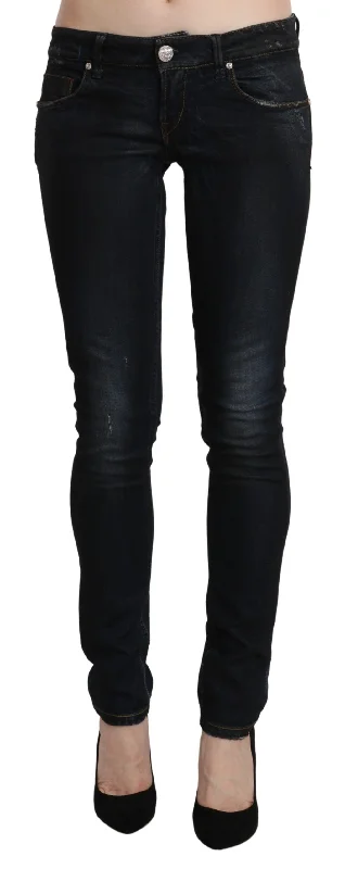 Acht Sleek Black Washed Skinny Jeans Casual Wide-Legged Denim Jeans