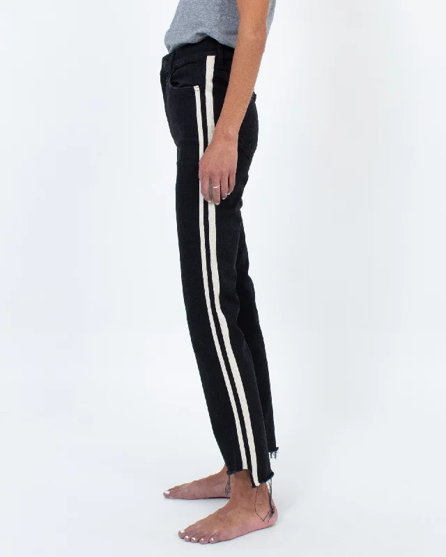 "The Insider Crop Step Fray" With Racer Stripes Jeans Stylish Plus Size Denim Jeans