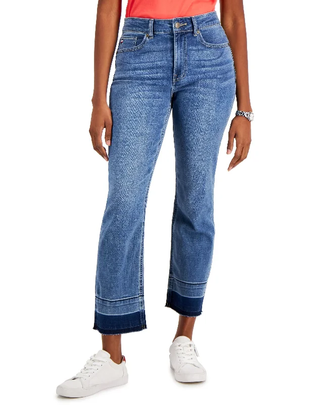 Tommy Hilfiger Tribeca Th Flex Contrast Hem Straight Leg Ankle Length Jeans Stylish Plus Size Denim Jeans