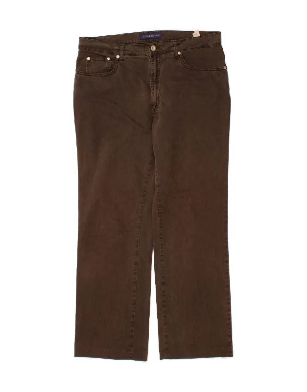 TRUSSARDI Womens Straight Jeans W33 L29 Brown Cotton Casual Light Wash Jeans