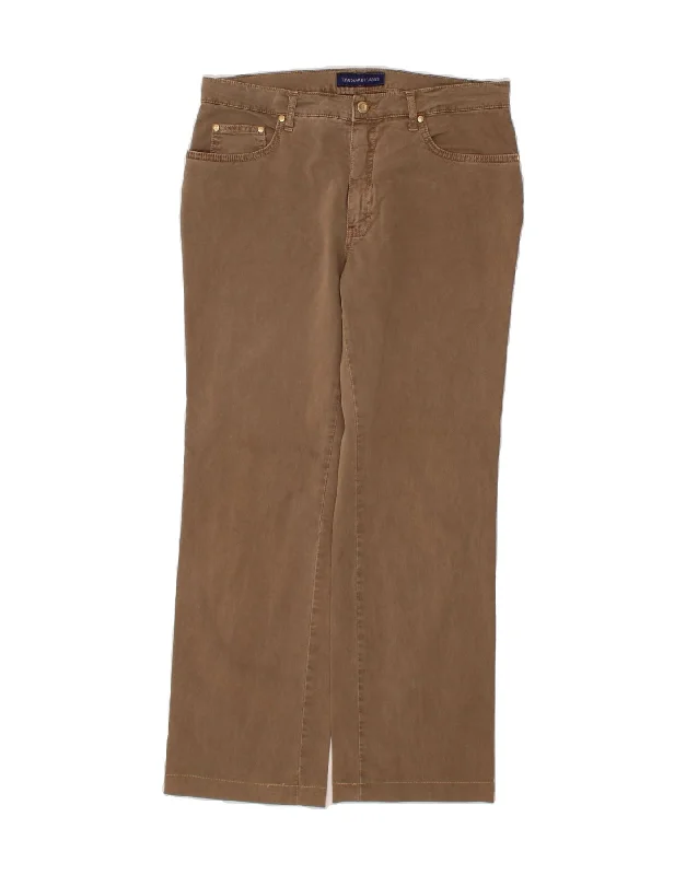 TRUSSARDI Womens Straight Jeans W33 L30 Brown Cotton Comfortable Drawstring Waist Jeans