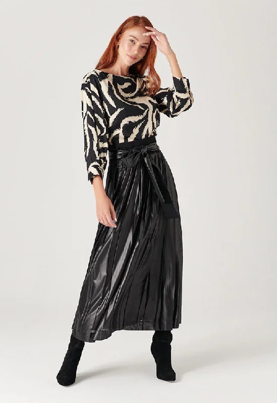 Pleated Faux Leather Skirt corduroy skirt cozy