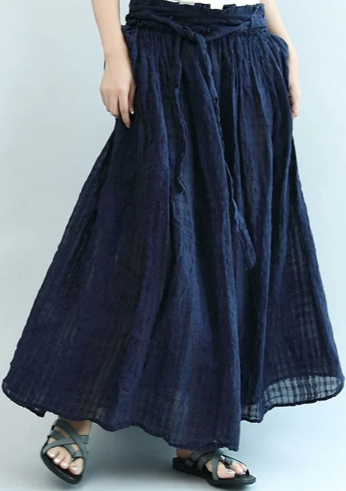 2024 navy linen maxi skirts oversize elastic waist summer skirts cashmere skirt soft