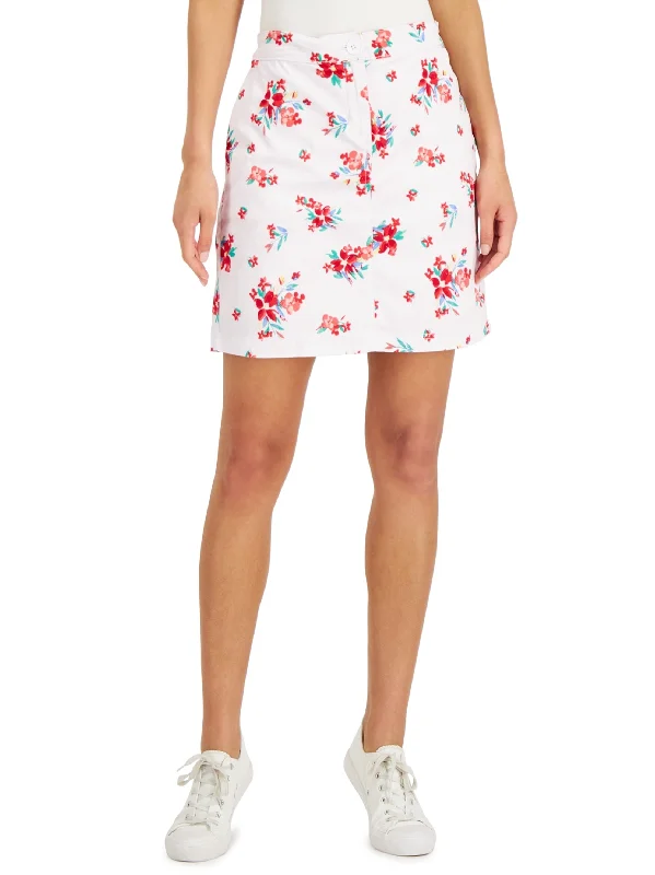 Women's Floral-Print Skort,White breathable skirt fabric