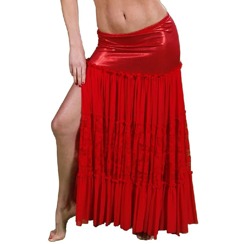 Belly Dance Lace & Glossy Lycra Skirt | RUBINA & LACE pleated skirt texture