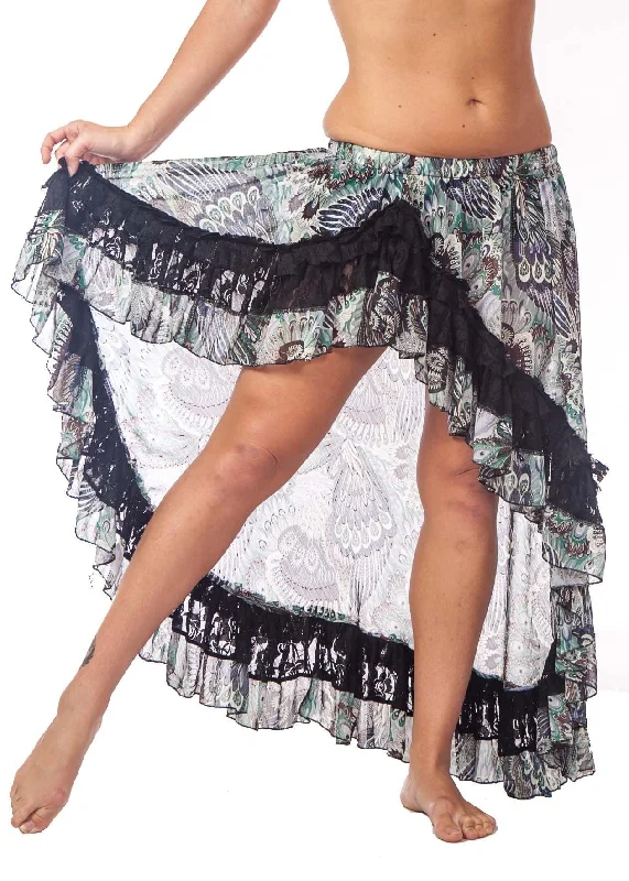 Belly Dance Patterned and Lace Skirt | PAISLEY RAYS velvet skirt glossy