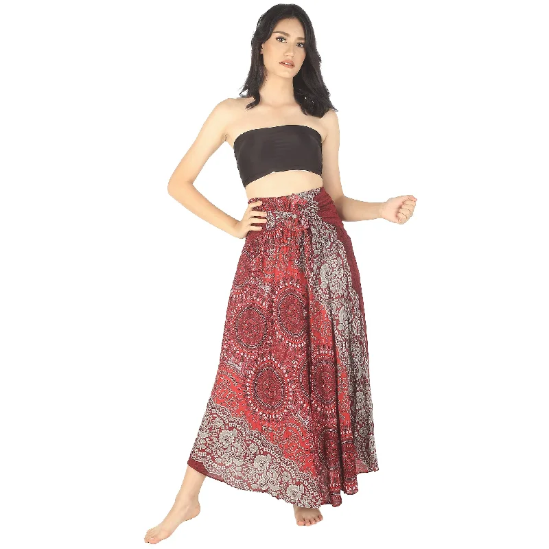 Clock Nut Women's Bohemian Skirt in Red SK0033 020067 06 asymmetrical skirt cut