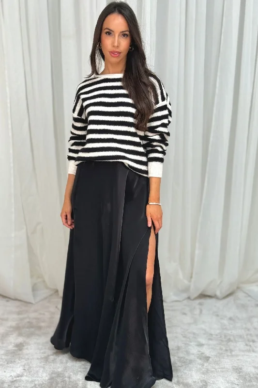 Elsa Maxi Skirt In Black ruffled skirt detail