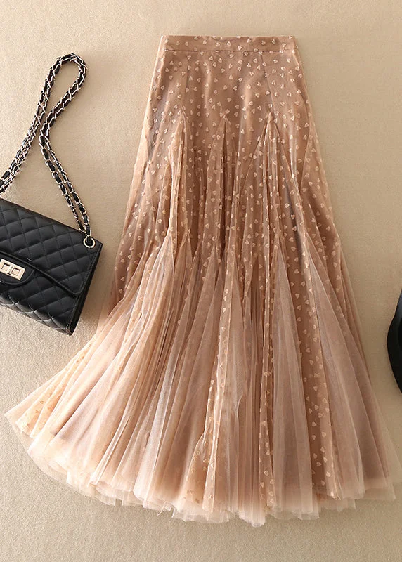 Fashion Meat Pink Zip Up Patchwork Tulle Skirt Spring corduroy skirt cozy