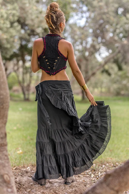 FLAMENCO URBAN GYPSY SKIRT BLACK boho skirt vibe