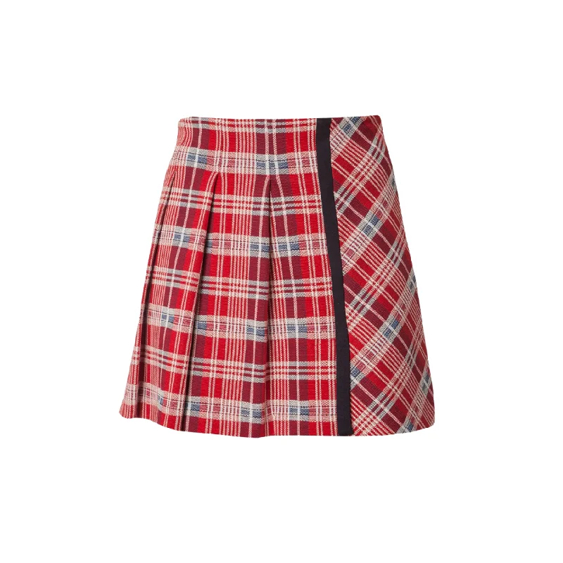 Gravellona Skirt - Multicolor/Red button skirt front