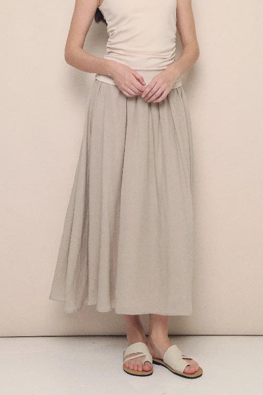 Hathaway Airy Maxi Skirt Taupe velvet skirt plush