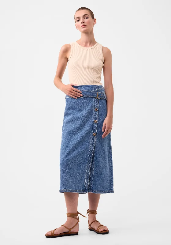 Hunter Denim Skirt_Blue cashmere skirt rich