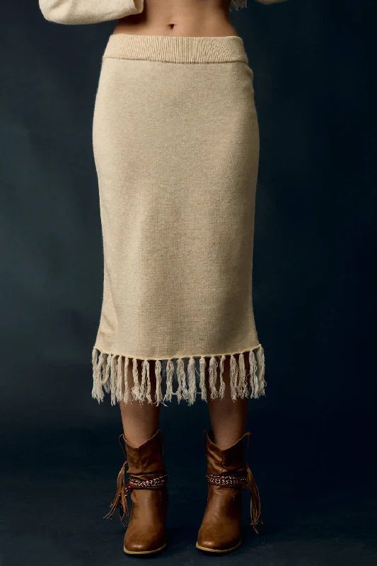 Tassel Trim Sweater Skirt linen skirt breathable