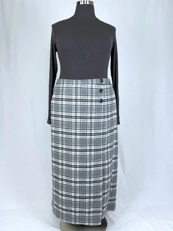 Jessica London Size 22W Gray & White Plaid Skirt NWOT chiffon skirt airy