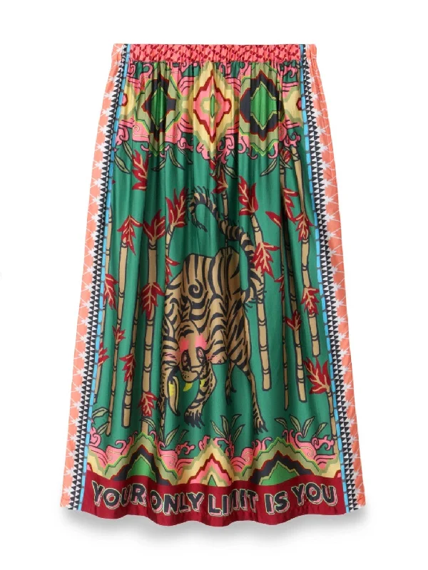 Joy Printed Midi Skirt - Forest Spirit maxi skirt elegant