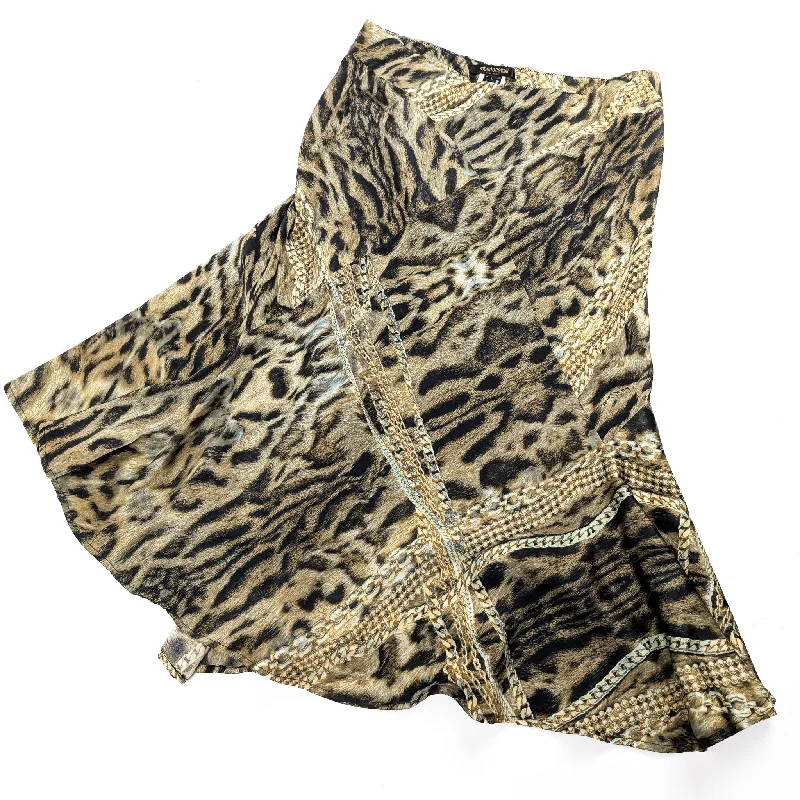 Roberto Cavalli Animal Print Silk Skirt - L linen skirt relaxed