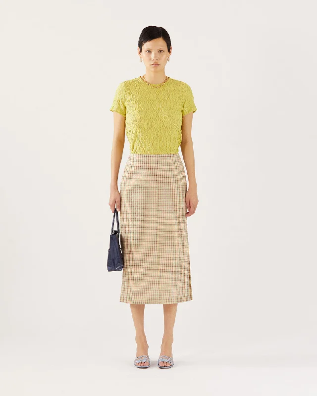 Justine Skirt Check Green modal blend skirt