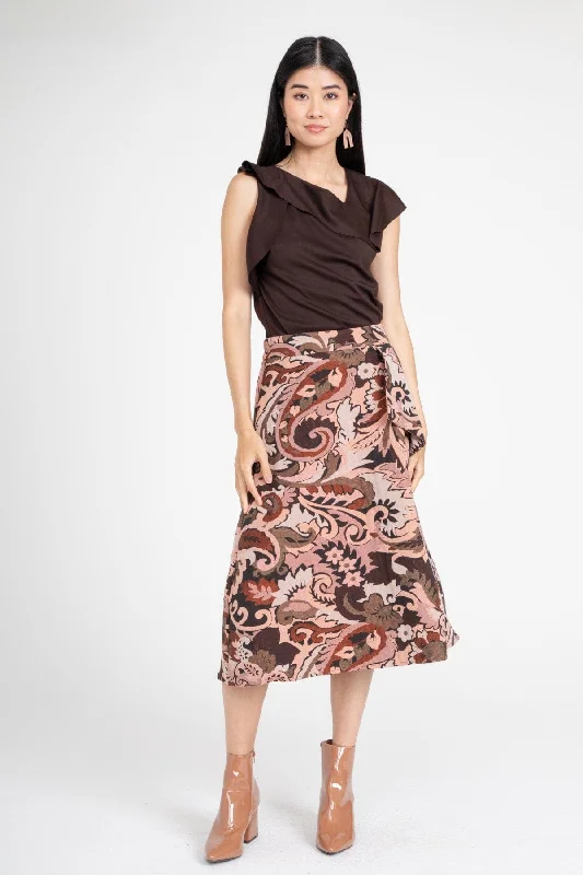 Liv Skirt – Henna Paisley silk skirt lustrous