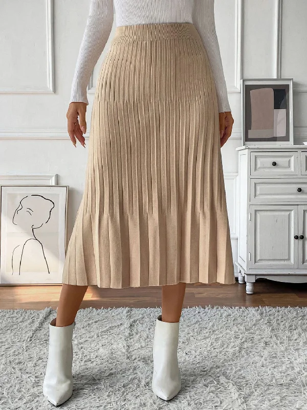 Perfee Pleated Midi Sweater Skirt tiered skirt playful